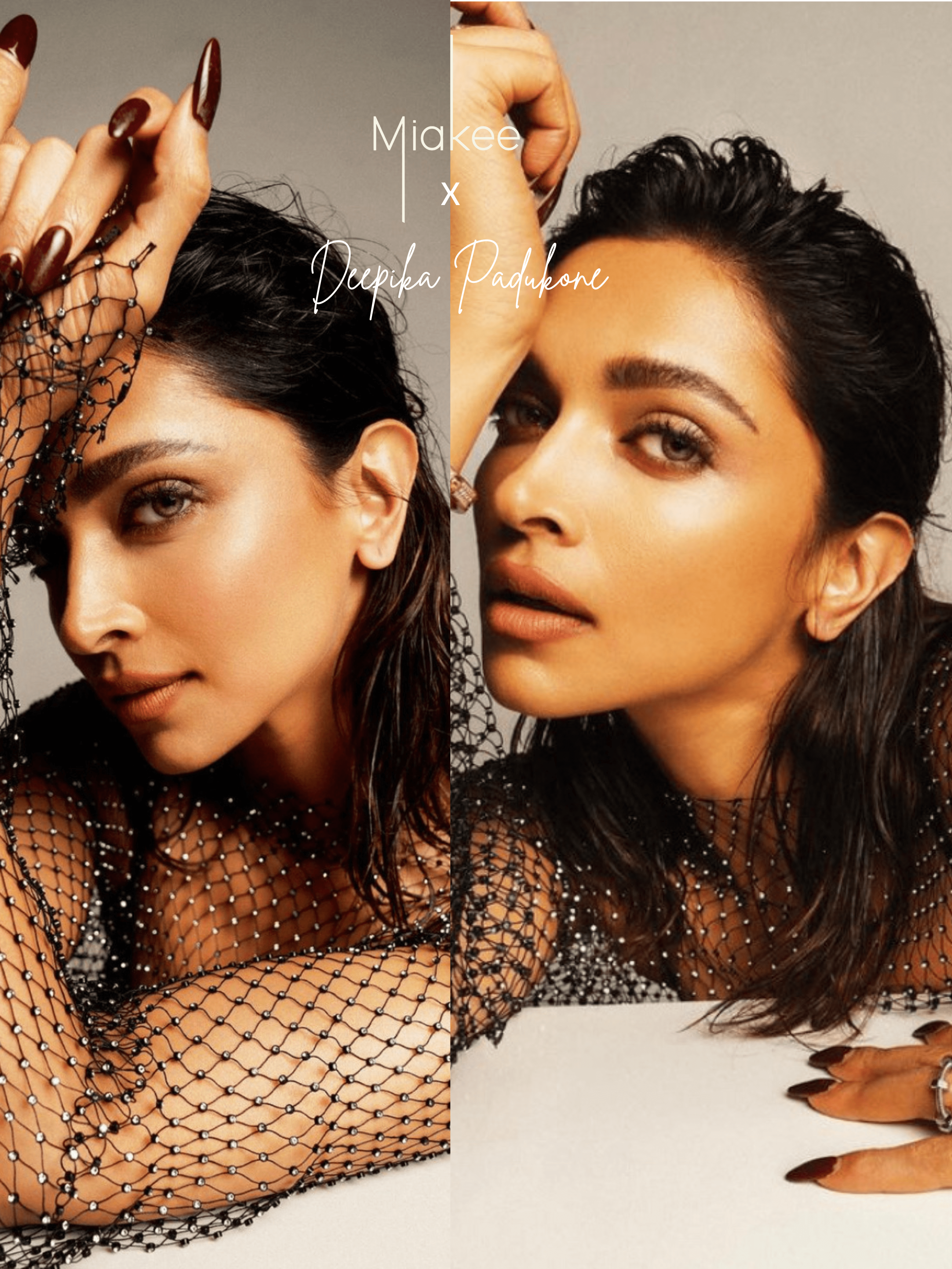 Miakee promo graphic featuring Deepika Padukone and the brand logo mobile version